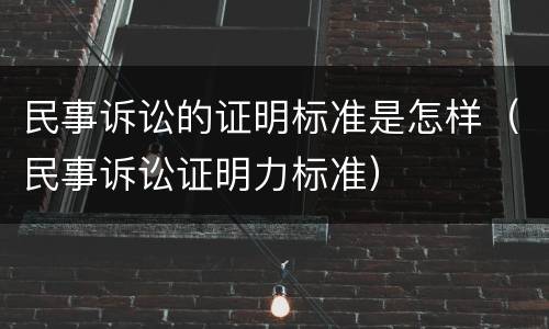 民事诉讼的证明标准是怎样（民事诉讼证明力标准）