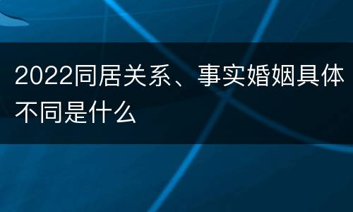 2022同居关系、事实婚姻具体不同是什么