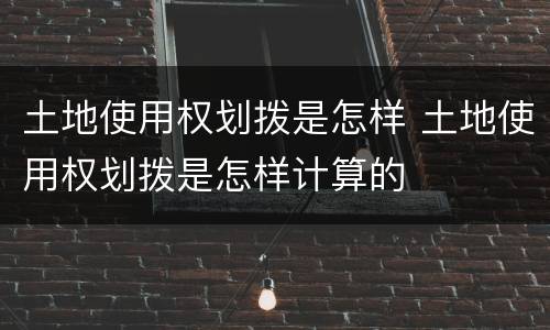 土地使用权划拨是怎样 土地使用权划拨是怎样计算的