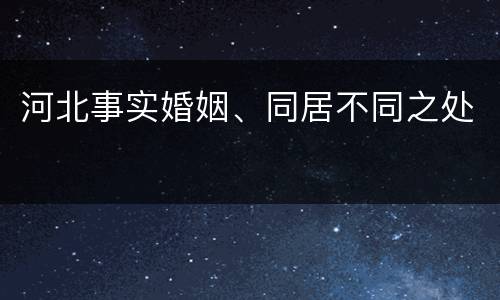 河北事实婚姻、同居不同之处