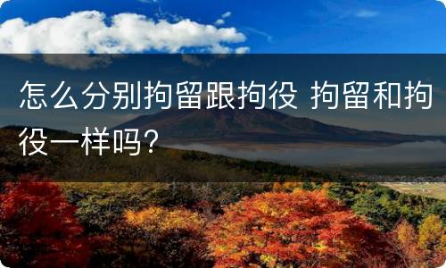 怎么分别拘留跟拘役 拘留和拘役一样吗?