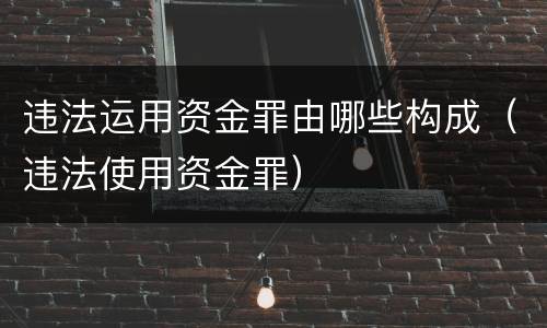 违法运用资金罪由哪些构成（违法使用资金罪）