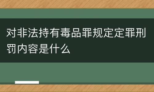 对非法持有毒品罪规定定罪刑罚内容是什么