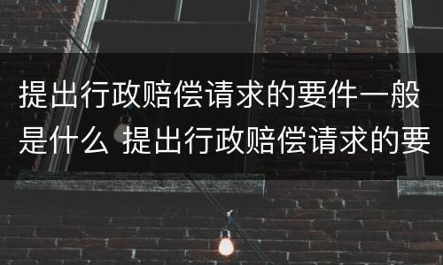 提出行政赔偿请求的要件一般是什么 提出行政赔偿请求的要件包括