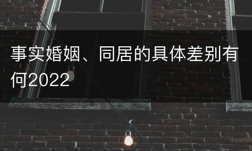 事实婚姻、同居的具体差别有何2022