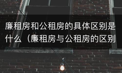 廉租房和公租房的具体区别是什么（廉租房与公租房的区别在哪里）