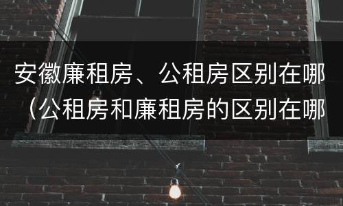 安徽廉租房、公租房区别在哪（公租房和廉租房的区别在哪）