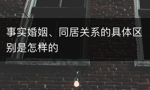 事实婚姻、同居关系的具体区别是怎样的