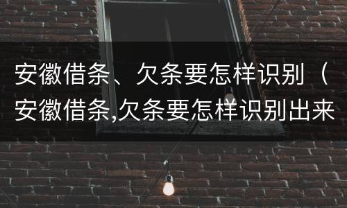 安徽借条、欠条要怎样识别（安徽借条,欠条要怎样识别出来）