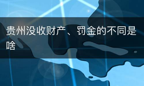 贵州没收财产、罚金的不同是啥