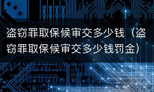 盗窃罪取保候审交多少钱（盗窃罪取保候审交多少钱罚金）