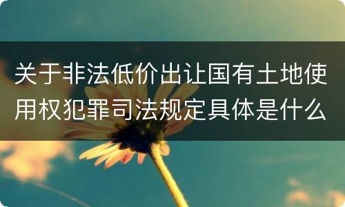 关于非法低价出让国有土地使用权犯罪司法规定具体是什么内容