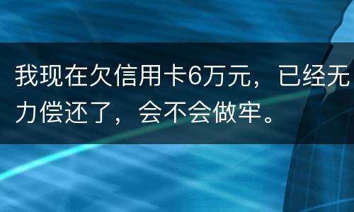 我现在欠信用卡6万元，已经无力偿还了，会不会做牢。