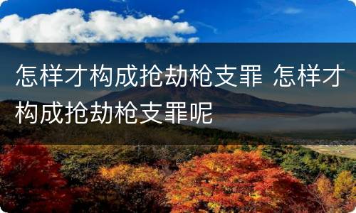 怎样才构成抢劫枪支罪 怎样才构成抢劫枪支罪呢