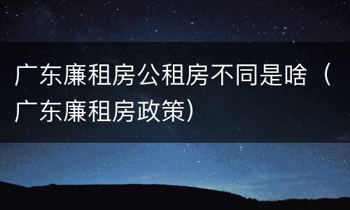 广东廉租房公租房不同是啥（广东廉租房政策）