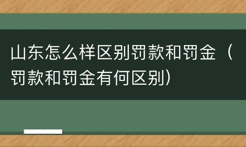 山东怎么样区别罚款和罚金（罚款和罚金有何区别）