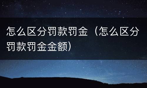 怎么区分罚款罚金（怎么区分罚款罚金金额）