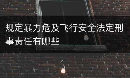 规定暴力危及飞行安全法定刑事责任有哪些