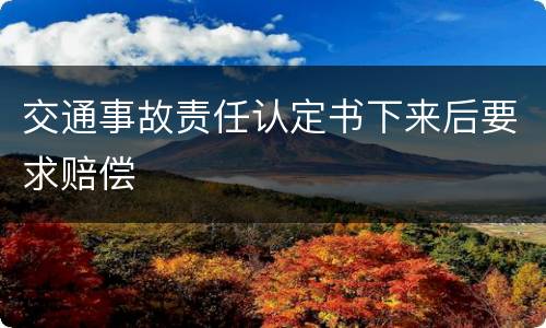 交通事故责任认定书下来后要求赔偿