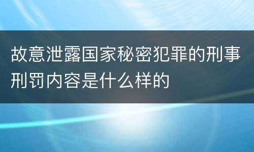 故意泄露国家秘密犯罪的刑事刑罚内容是什么样的