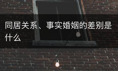 同居关系、事实婚姻的差别是什么