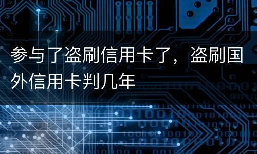 参与了盗刷信用卡了，盗刷国外信用卡判几年