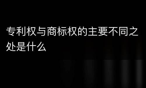 专利权与商标权的主要不同之处是什么