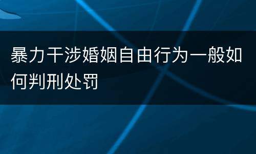 暴力干涉婚姻自由行为一般如何判刑处罚