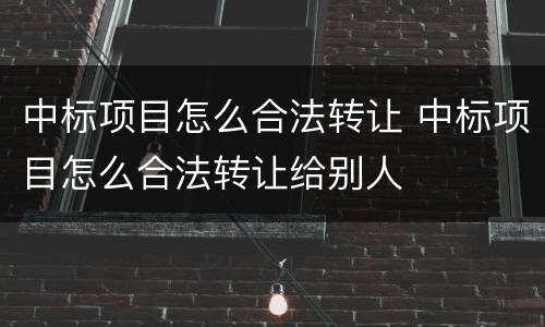 中标项目怎么合法转让 中标项目怎么合法转让给别人