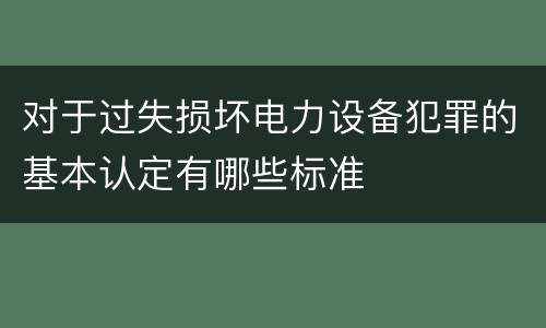 对于过失损坏电力设备犯罪的基本认定有哪些标准