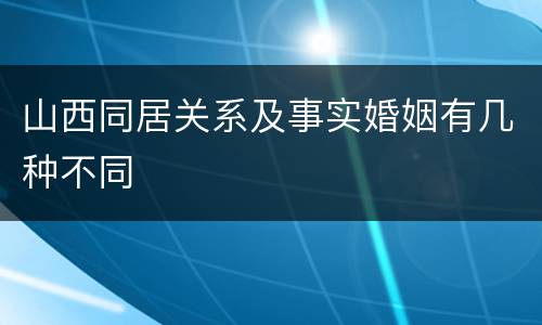 山西同居关系及事实婚姻有几种不同