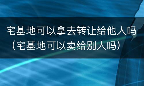 宅基地可以拿去转让给他人吗（宅基地可以卖给别人吗）