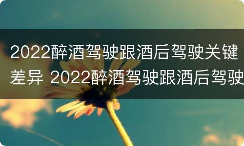 2022醉酒驾驶跟酒后驾驶关键差异 2022醉酒驾驶跟酒后驾驶关键差异是什么