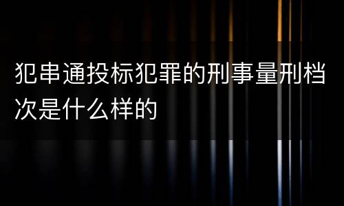 犯串通投标犯罪的刑事量刑档次是什么样的