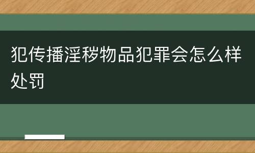 犯传播淫秽物品犯罪会怎么样处罚