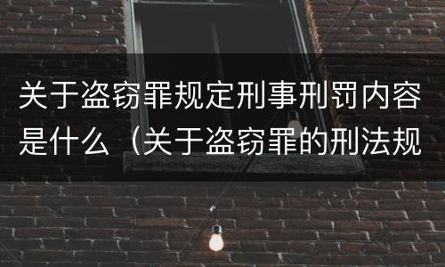 关于盗窃罪规定刑事刑罚内容是什么（关于盗窃罪的刑法规定）