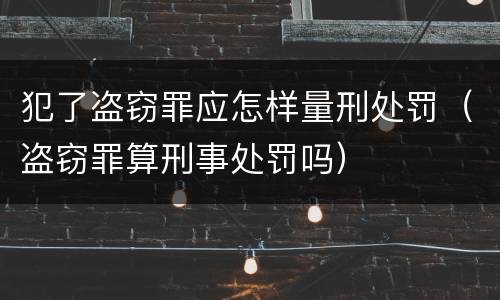 犯了盗窃罪应怎样量刑处罚（盗窃罪算刑事处罚吗）