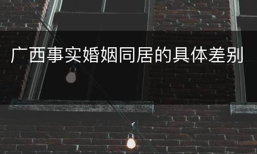 广西事实婚姻同居的具体差别