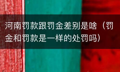 河南罚款跟罚金差别是啥（罚金和罚款是一样的处罚吗）