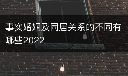 事实婚姻及同居关系的不同有哪些2022