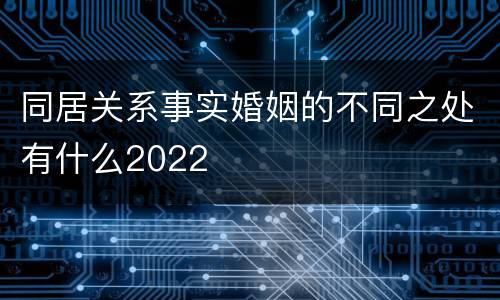 同居关系事实婚姻的不同之处有什么2022