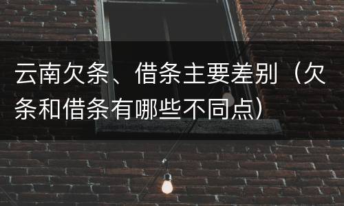 云南欠条、借条主要差别（欠条和借条有哪些不同点）