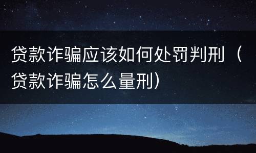 贷款诈骗应该如何处罚判刑（贷款诈骗怎么量刑）