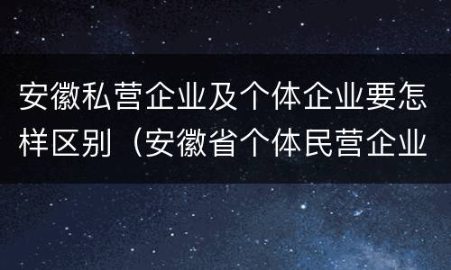 安徽私营企业及个体企业要怎样区别（安徽省个体民营企业协会官网）