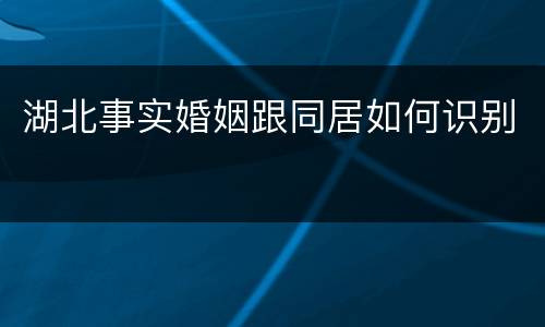 湖北事实婚姻跟同居如何识别