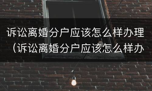 诉讼离婚分户应该怎么样办理（诉讼离婚分户应该怎么样办理呢）