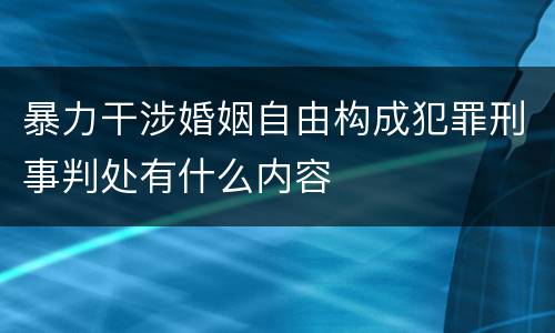 暴力干涉婚姻自由构成犯罪刑事判处有什么内容