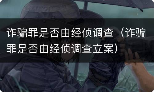 诈骗罪是否由经侦调查（诈骗罪是否由经侦调查立案）