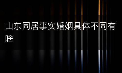 山东同居事实婚姻具体不同有啥