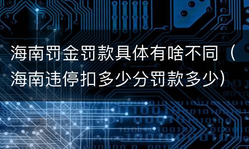 海南罚金罚款具体有啥不同（海南违停扣多少分罚款多少）